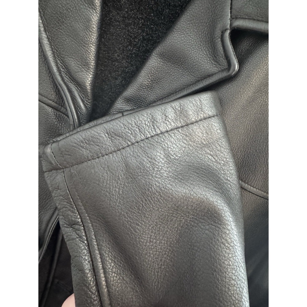 Guess Men's Pebble Grain Heavyweight Leather Zip Out Liner Jacket Black Large - Picture 10 of 16